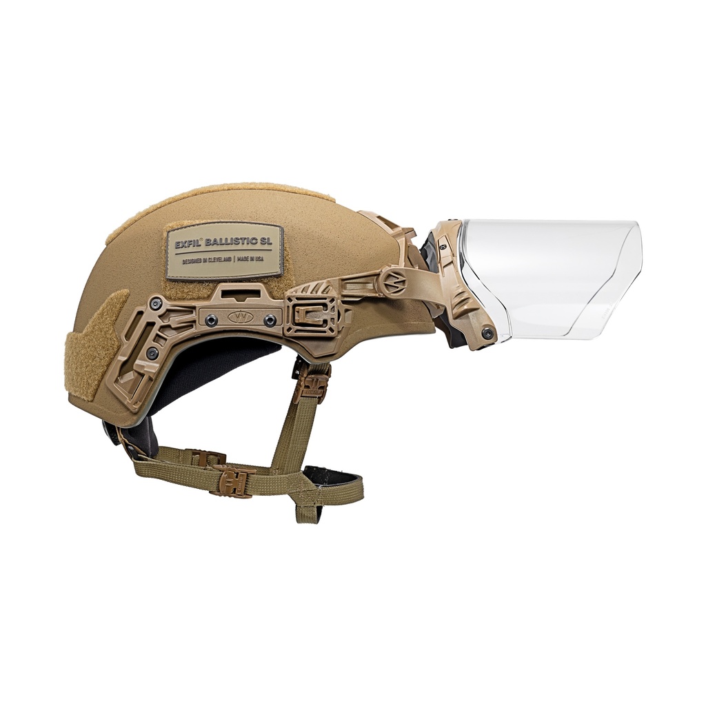 Reconbrothers - Team Wendy EXFIL Ballistic Visor - Coyote Brown Side Stowed