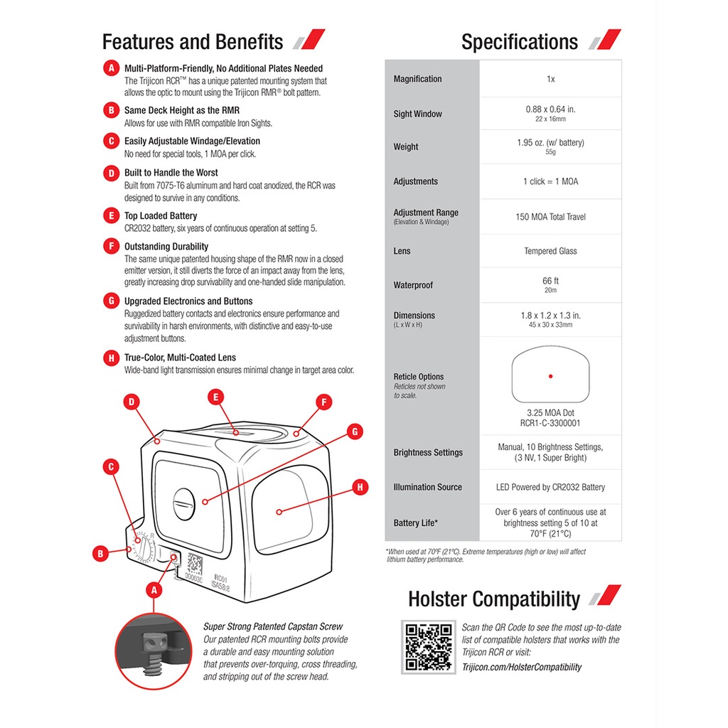 ReconBrothers - Trijicon RCR - Features & Benefits + Specs