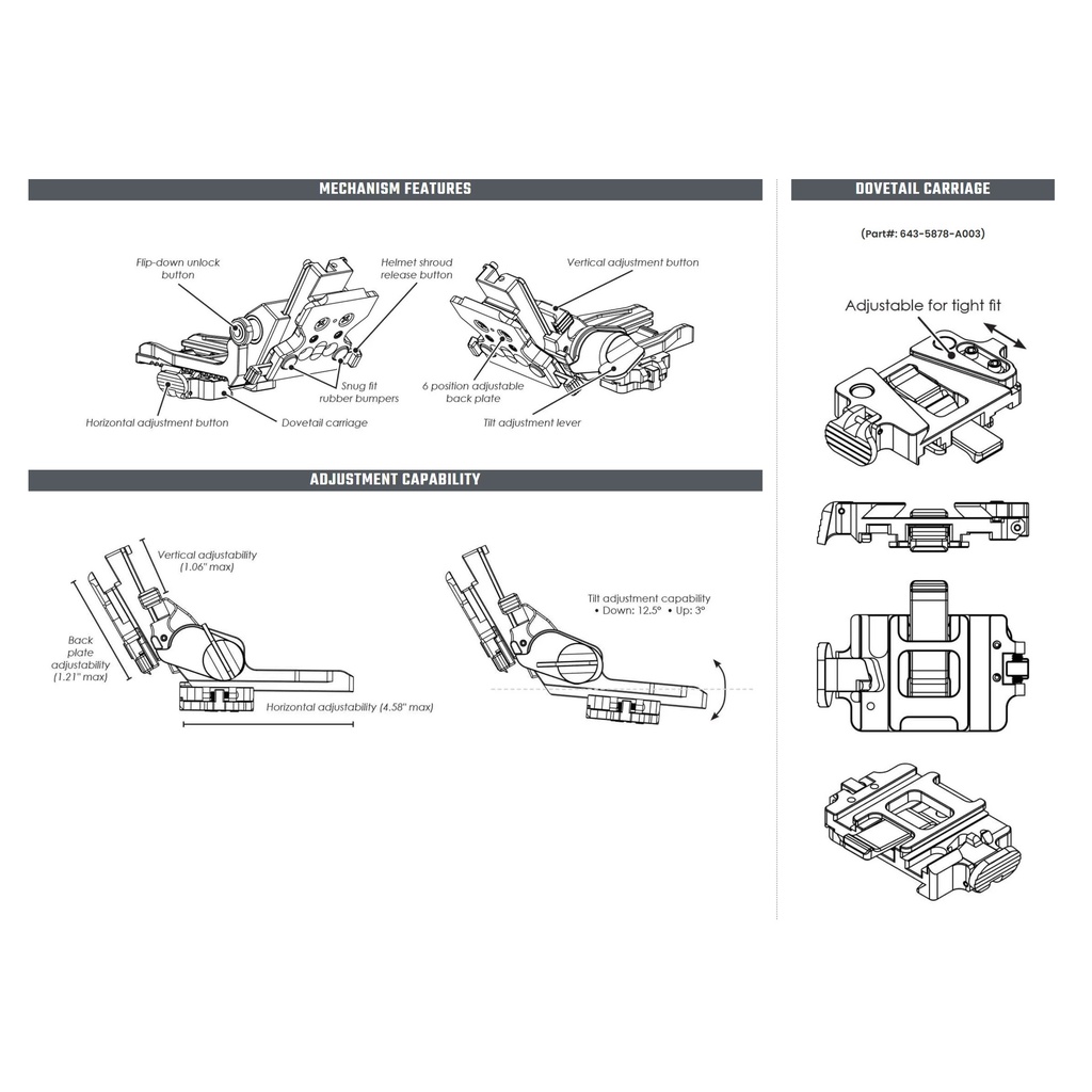 ReconBrothers - Cadex Low Profile Flip-up Mount - Dovetail Features