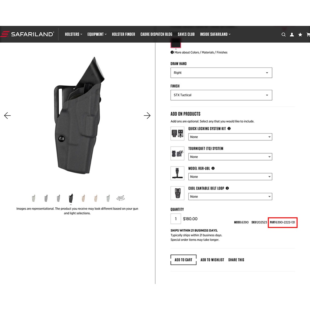 ReconBrothers - Safariland 6300 Series Holster - PART CODE Indication